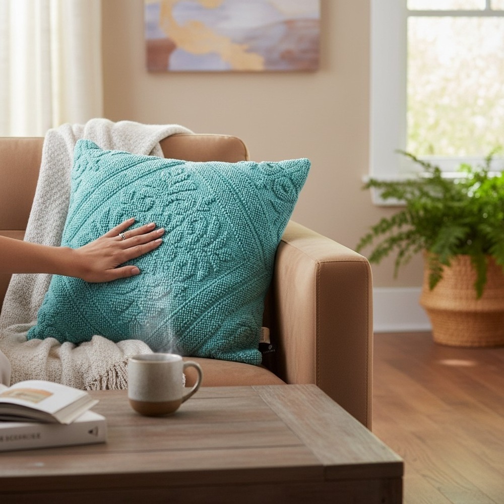 Newport Hadley Throw Pillow Unisex OS Pool Blue NWOT Tufted Feather Fill